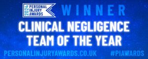 personal injury awards 2024. winner clinical negligence team of the year. personalinjuryawards.co.uk